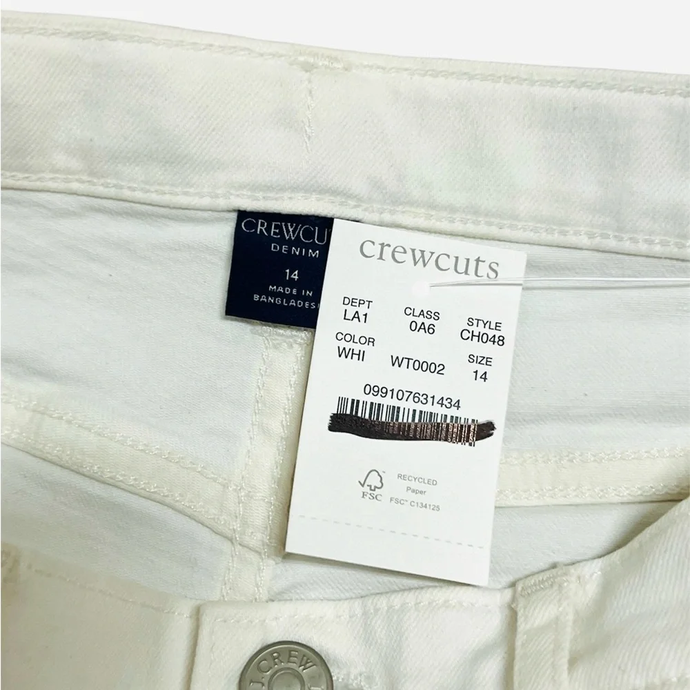 J.Crew Girls' high-rise denim short in white size 14 NWT